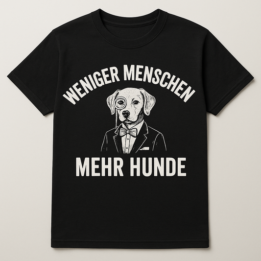 Kurzarm Shirt "Weniger Menschen mehr Hunde"